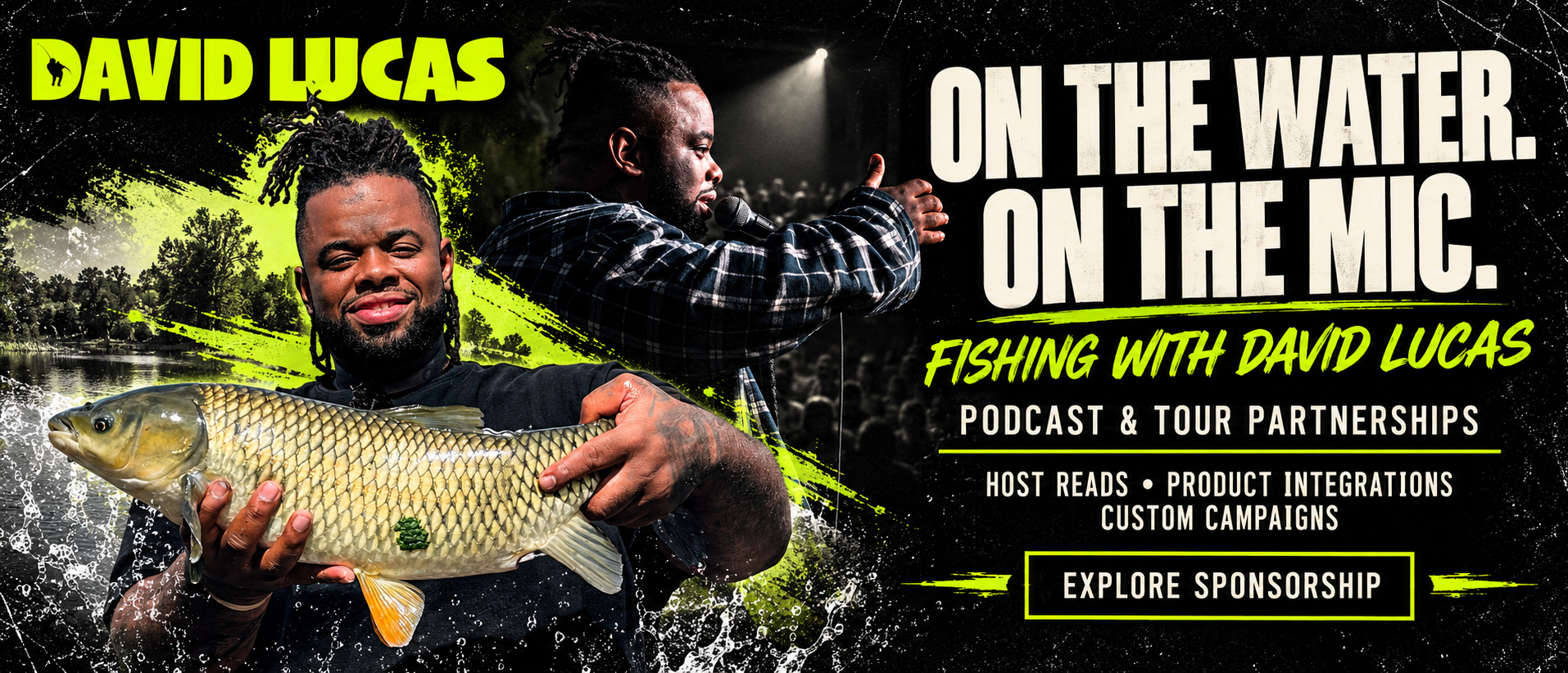 David Lucas: On the water, on the mic. Fishing with David Lucas podcast and tour partnerships, including host reads, product integrations and custom campaigns. Explore sponsorship.